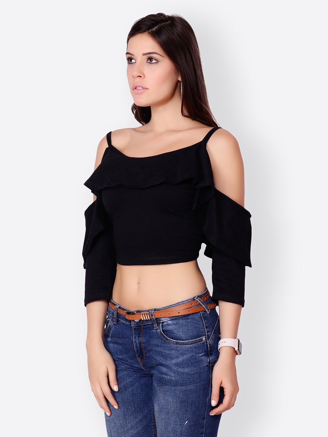 SCORPIUS SOLID BLACK CROPTOP