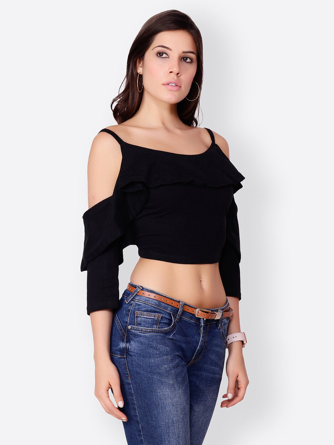 SCORPIUS SOLID BLACK CROPTOP