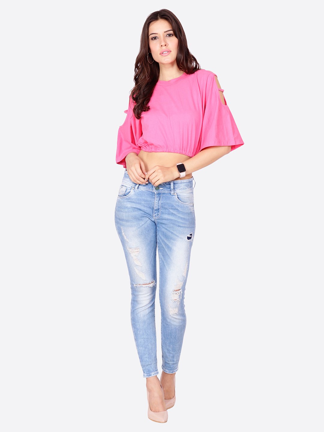 SCORPIUS SOLID PINK CROPTOP