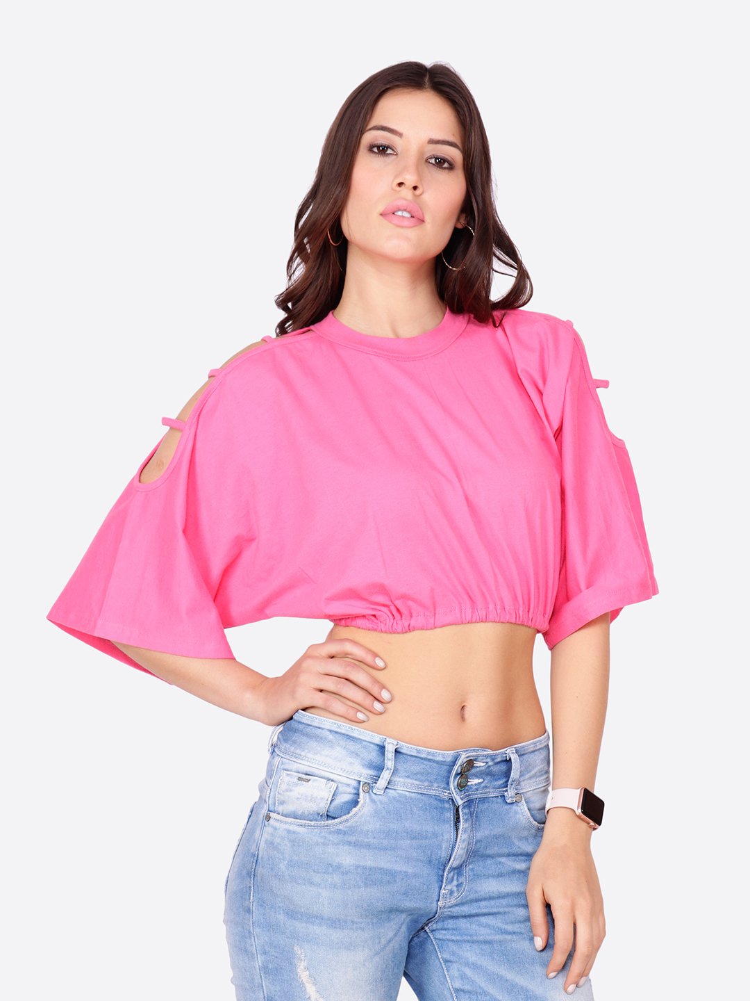 SCORPIUS SOLID PINK CROPTOP