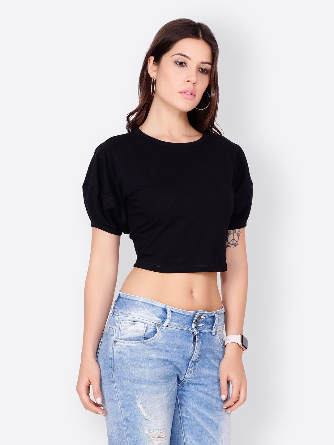SCORPIUS SOLID BLACK CROPTOP