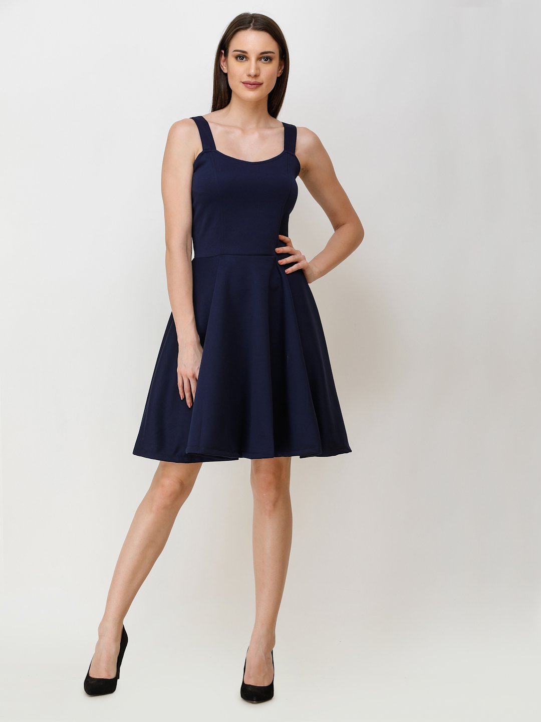 SCORPIUS NAVY STYLED BACK COCKTAIL DRESS