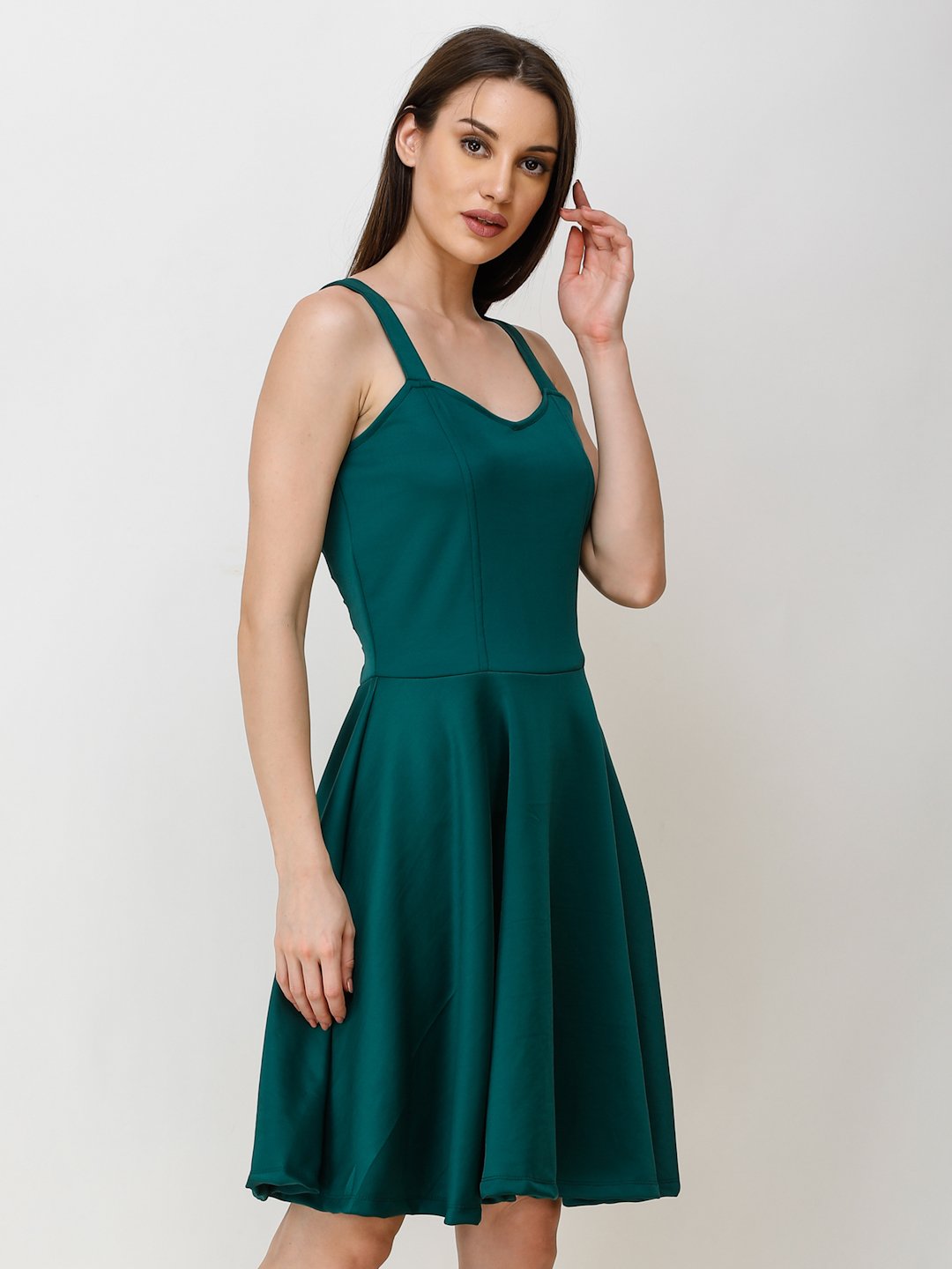 SCORPIUS GREEN STYLED BACK COCKTAIL DRESS