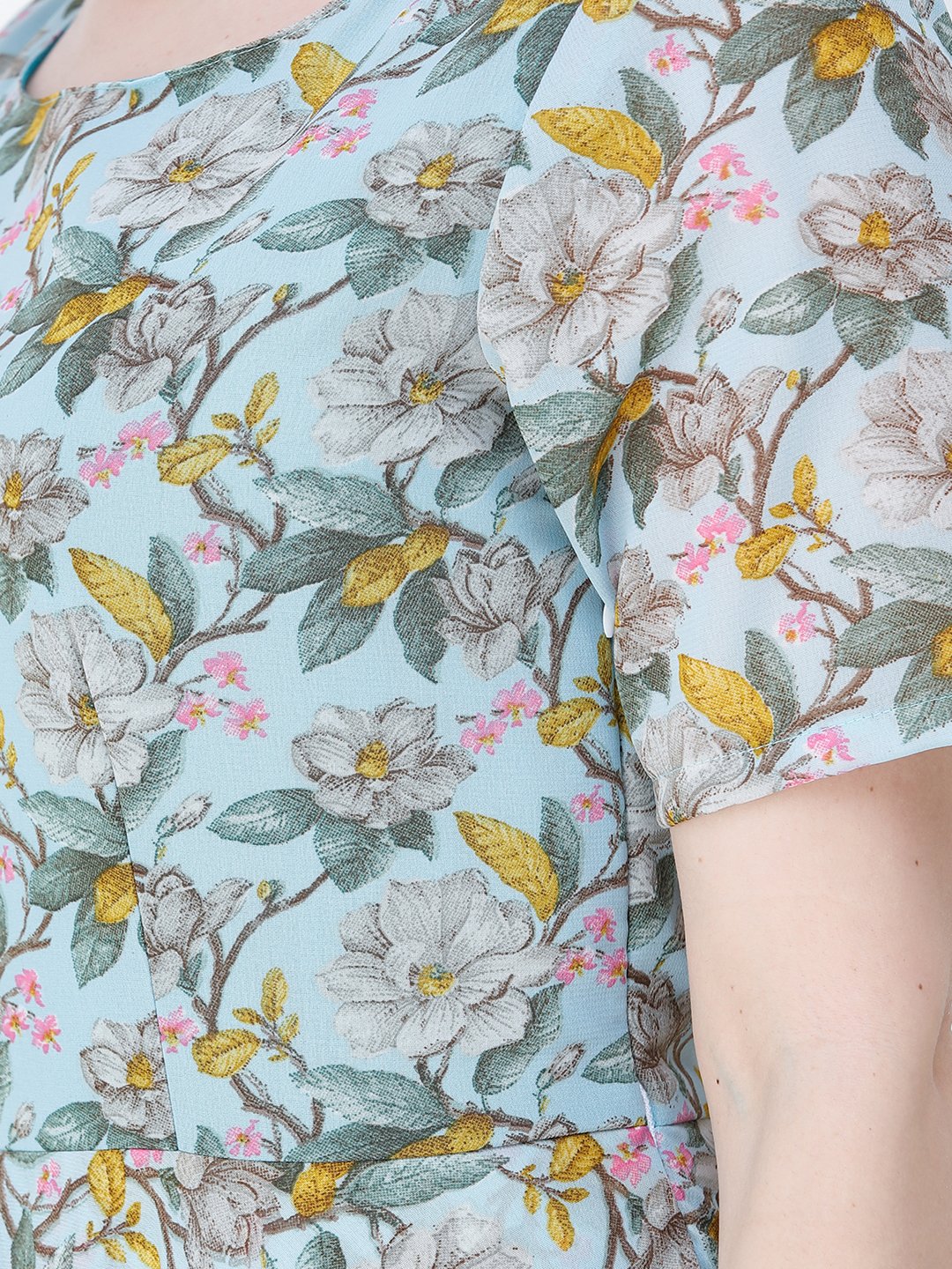 Scorpius light blue floral frilled long dress