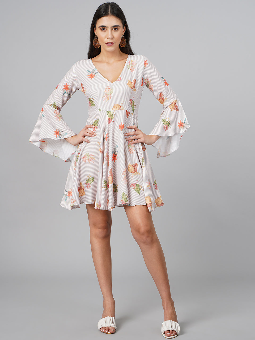 SCORPIUS Swiss OffWhite Printed Dress