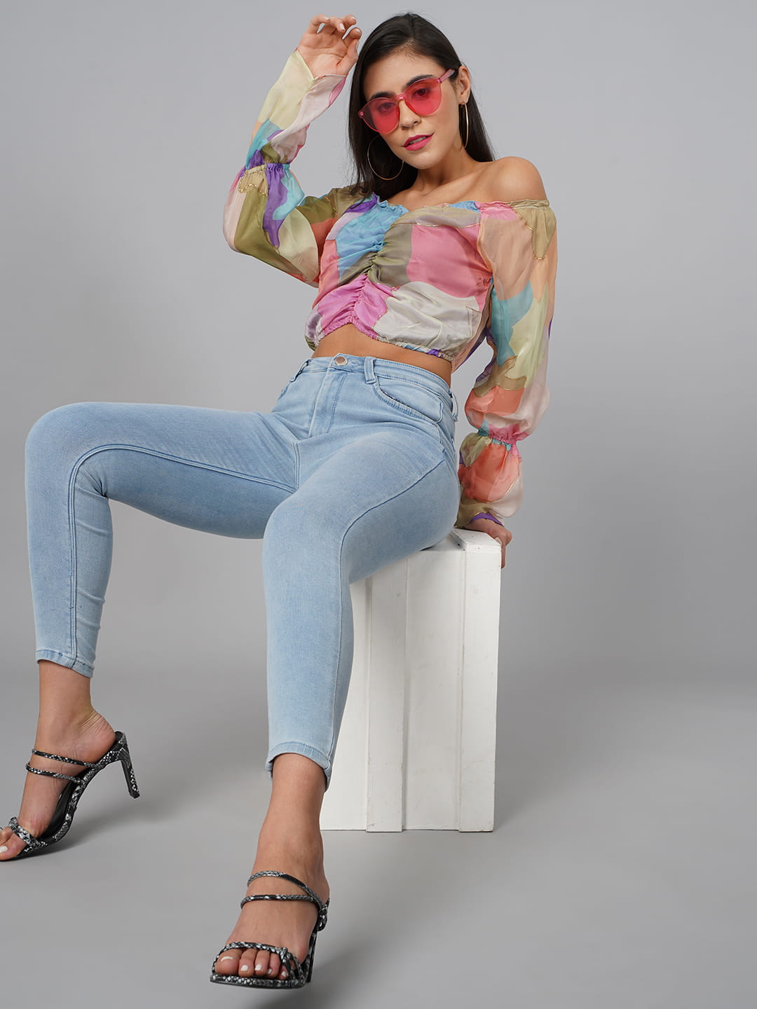 SCORPIUS Multicolour Offshoulder Top
