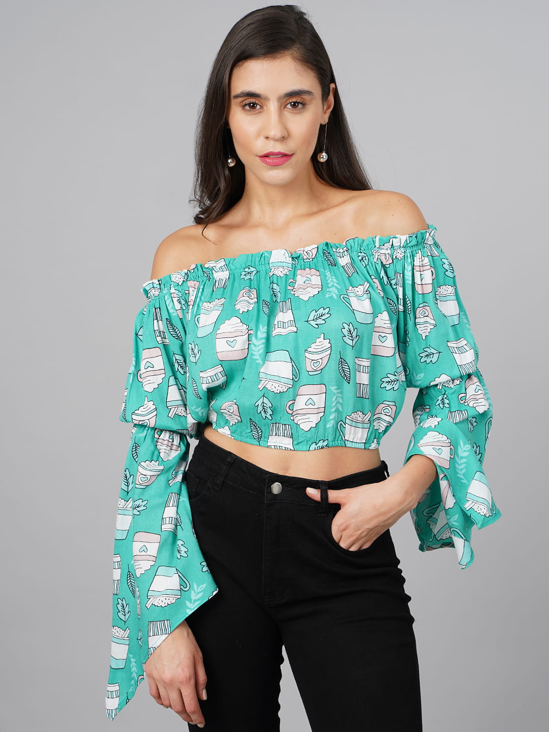 SCORPIUS Sea Green Printed Top