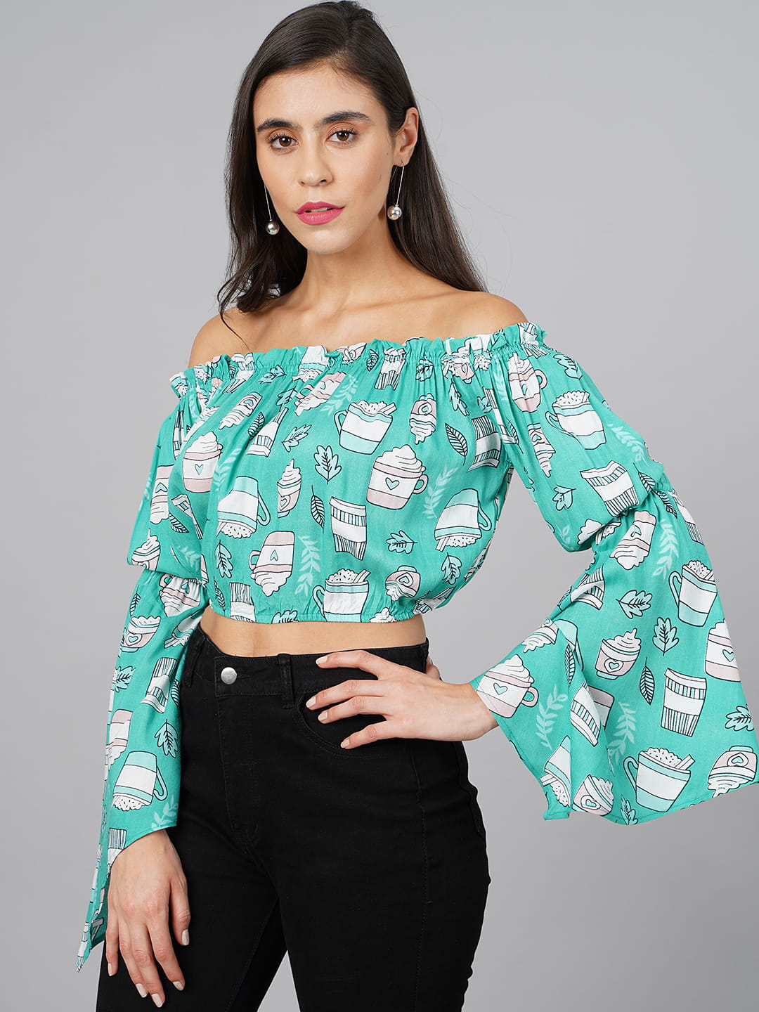SCORPIUS Sea Green Printed Top