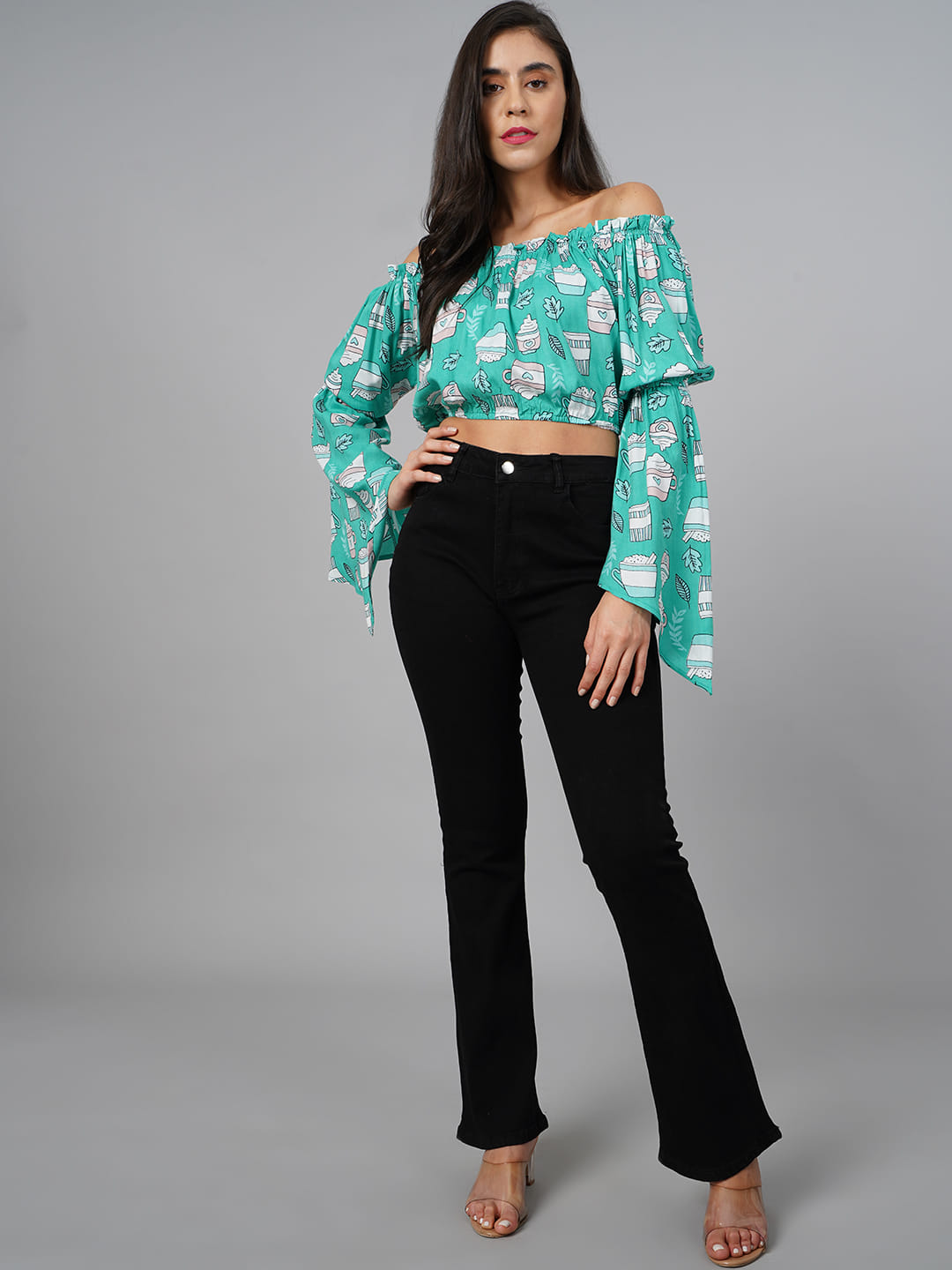 SCORPIUS Sea Green Printed Top