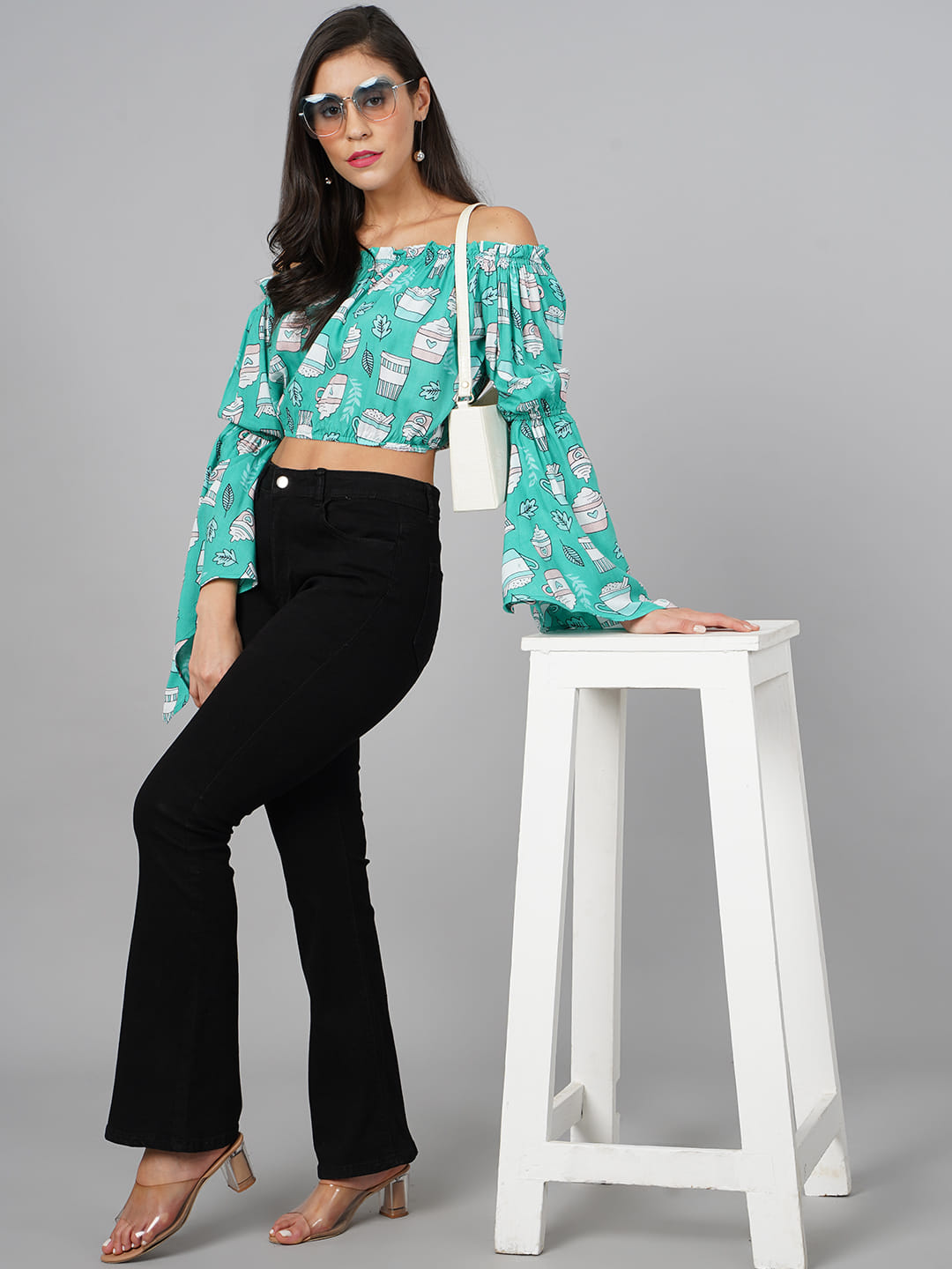 SCORPIUS Sea Green Printed Top