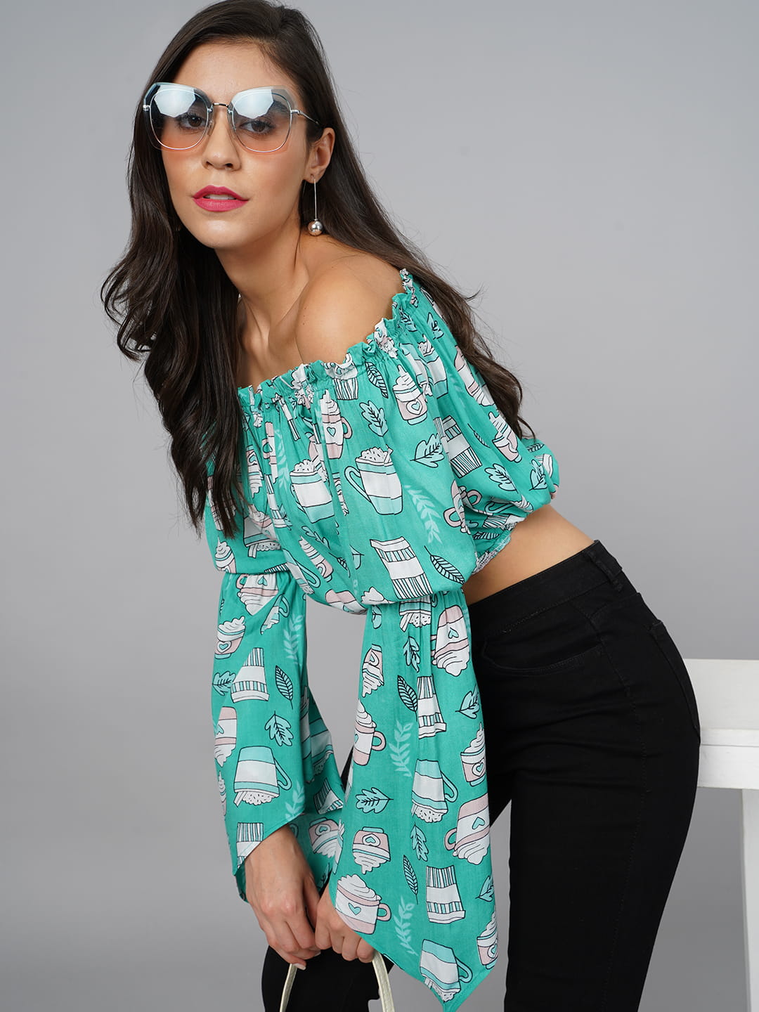 SCORPIUS Sea Green Printed Top