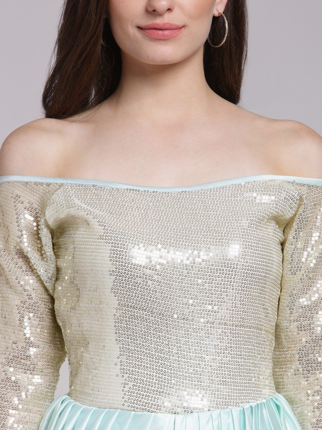 Green Sequins Satin Dress