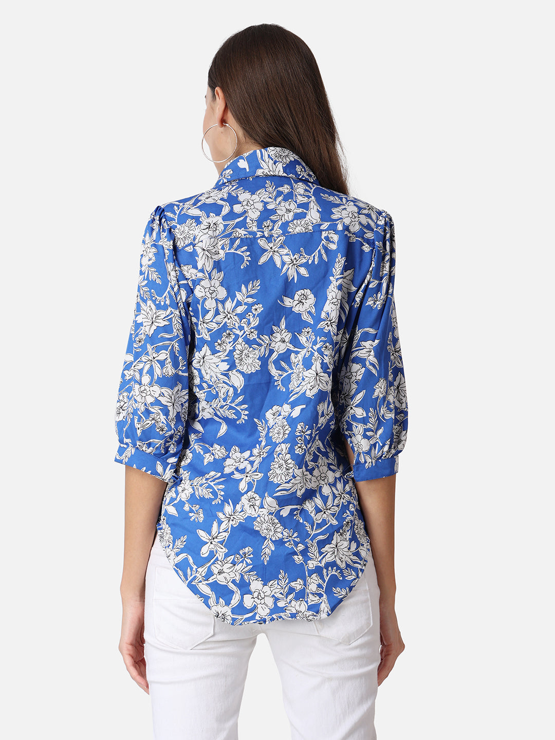 SCORPIUS Blue Floral Printed Casual Shirt