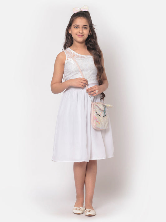 MINOS White Georgette Dress