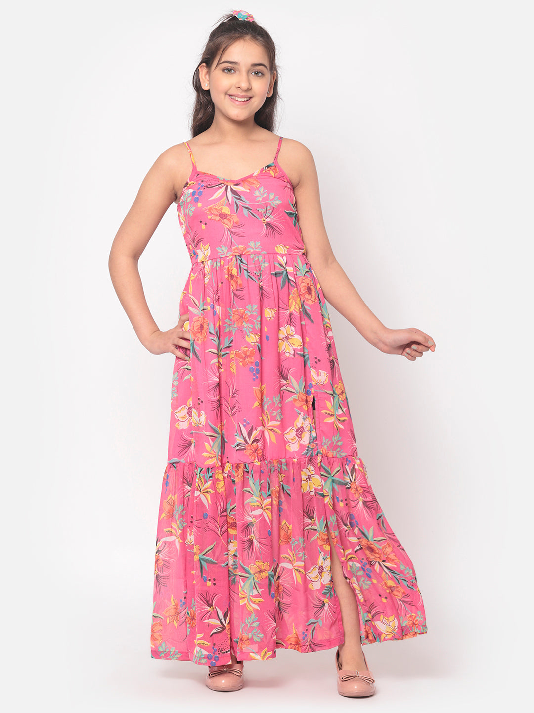 MINOS Floral Chiffon Maxi Dress