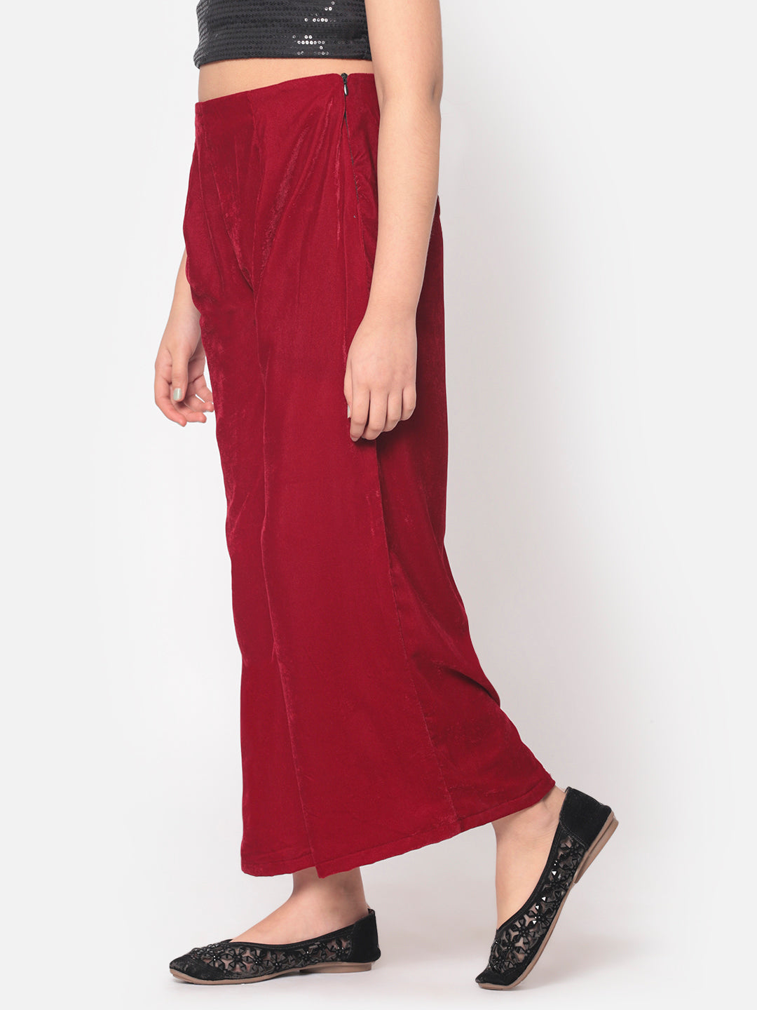 MINOS Maroon Velvet Palazzo