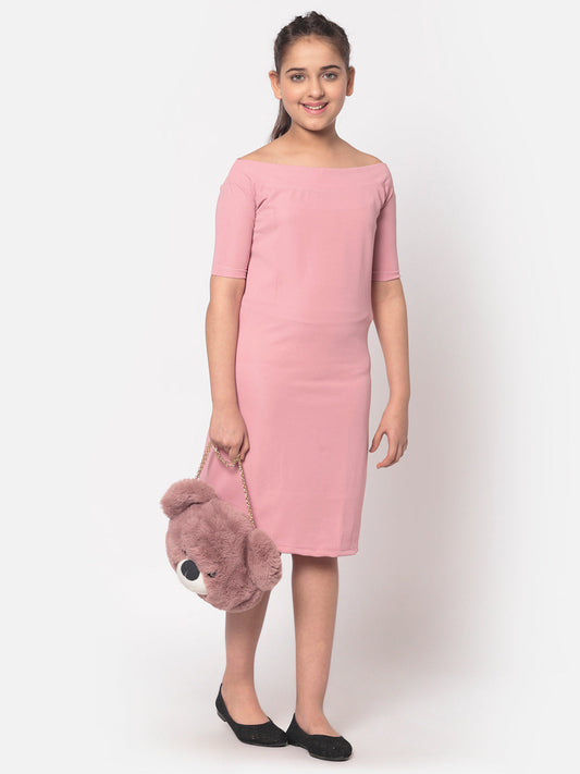 MINOS Sheath Midi Offshoulder Dress