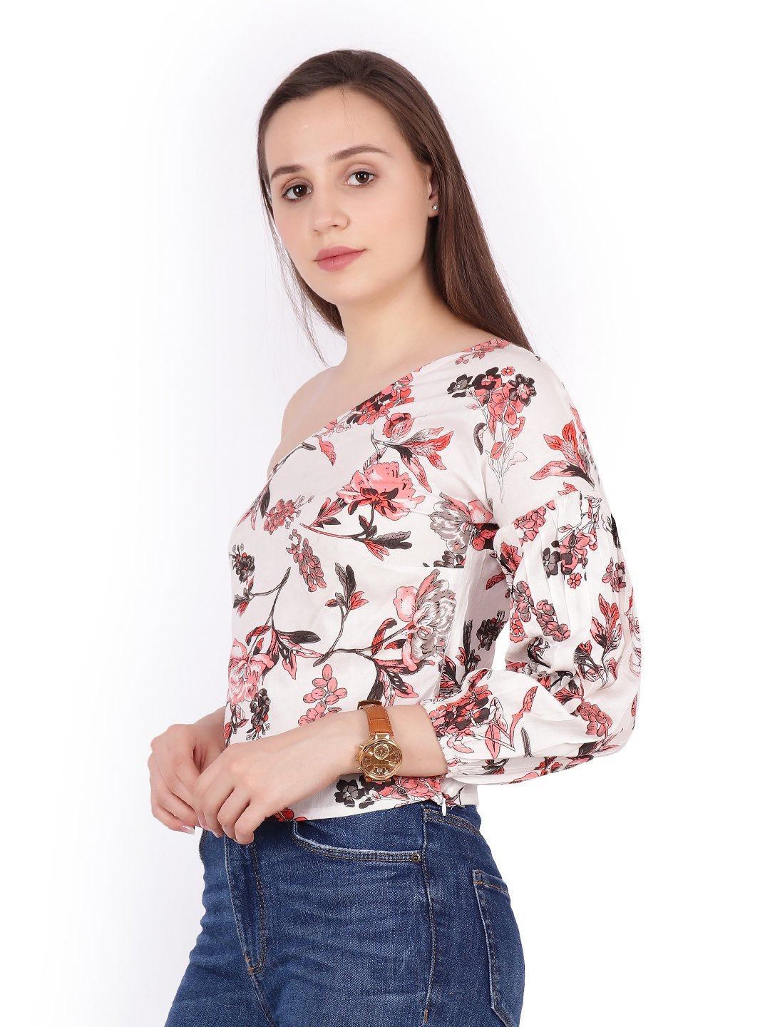 White Printed Top