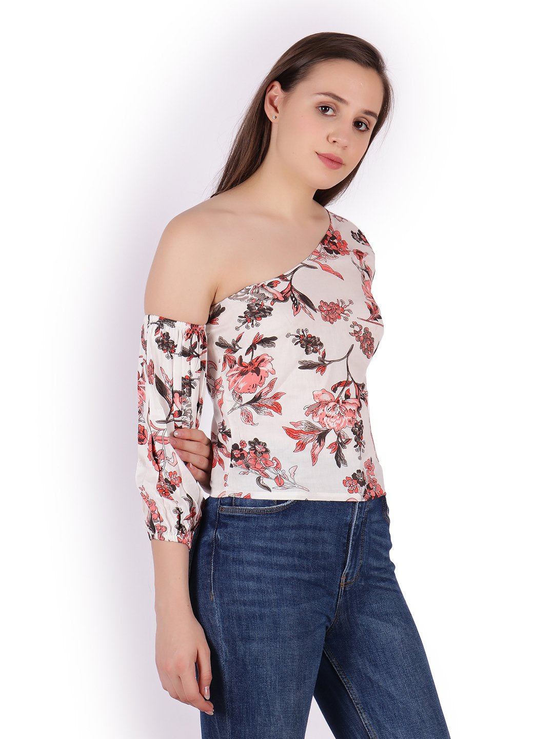 White Printed Top