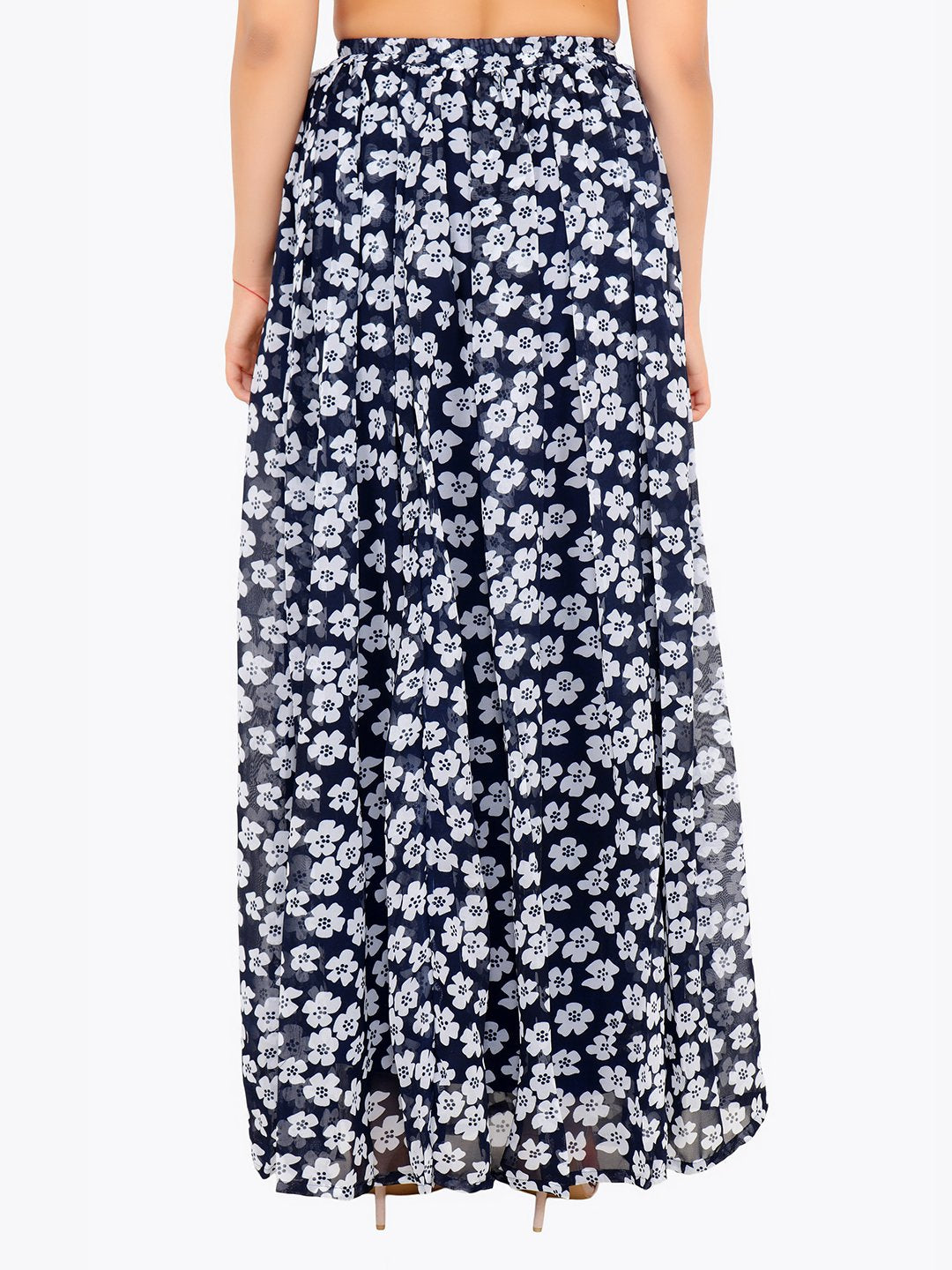 Navy Printed Skirt