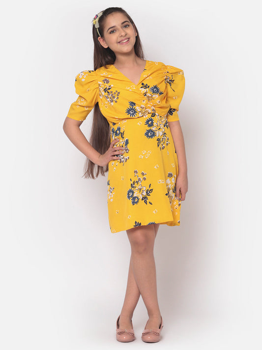 MINOS Floral Crepe A-line Dress