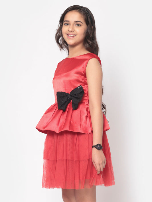 MINOS Red Satin Dress