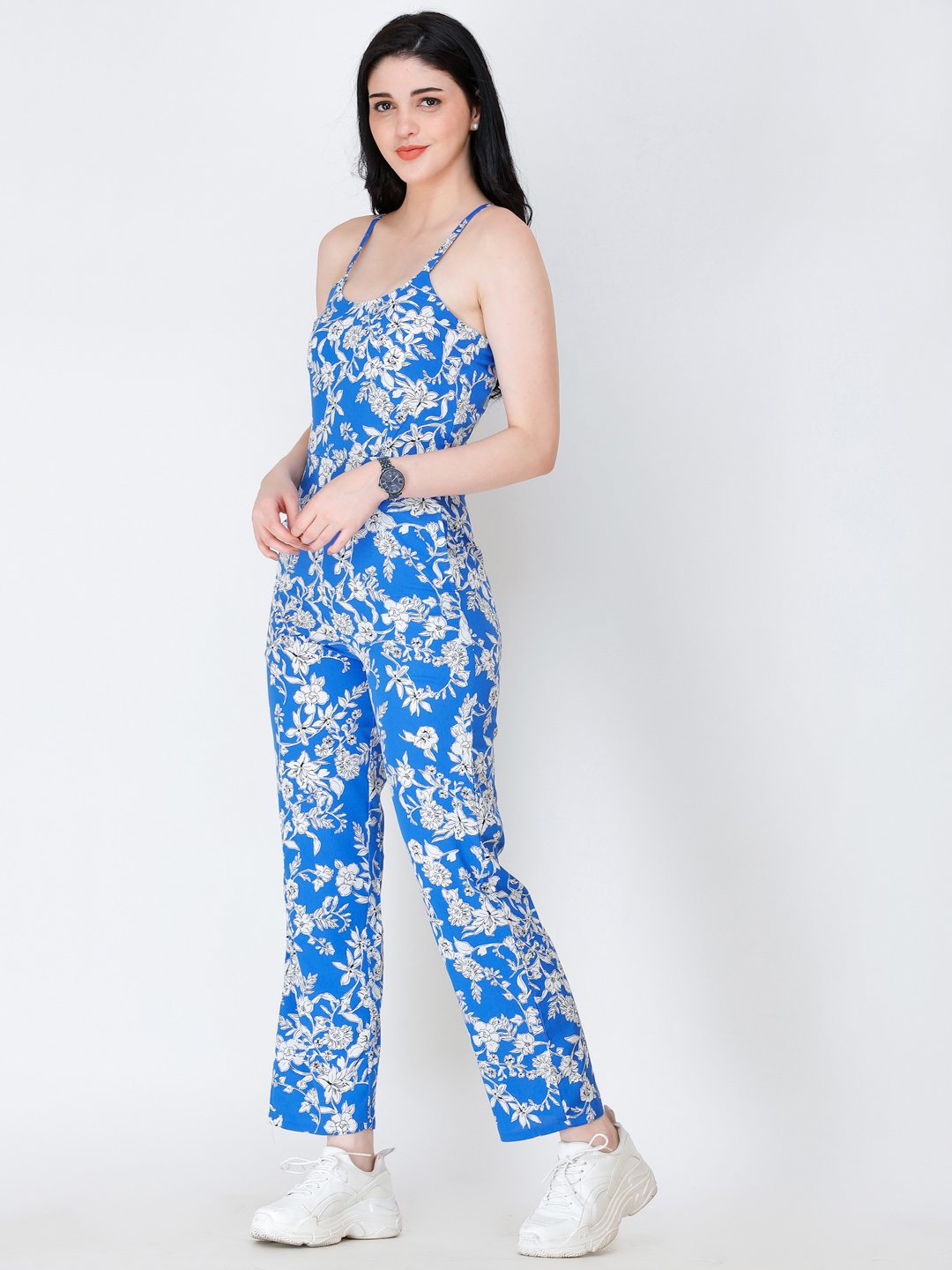 SCORPIUS BLUE AND WHITE PRINTED JUMPSUIT