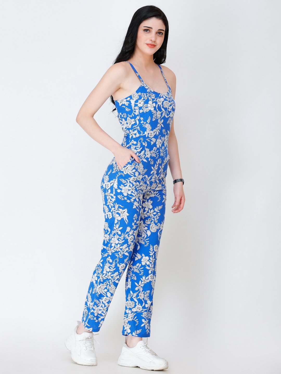 SCORPIUS BLUE AND WHITE PRINTED JUMPSUIT