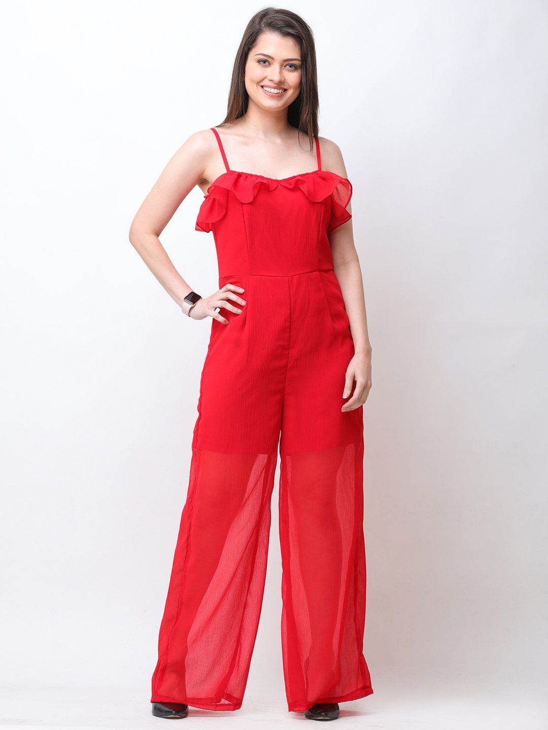 Red Solid Jumpsuit