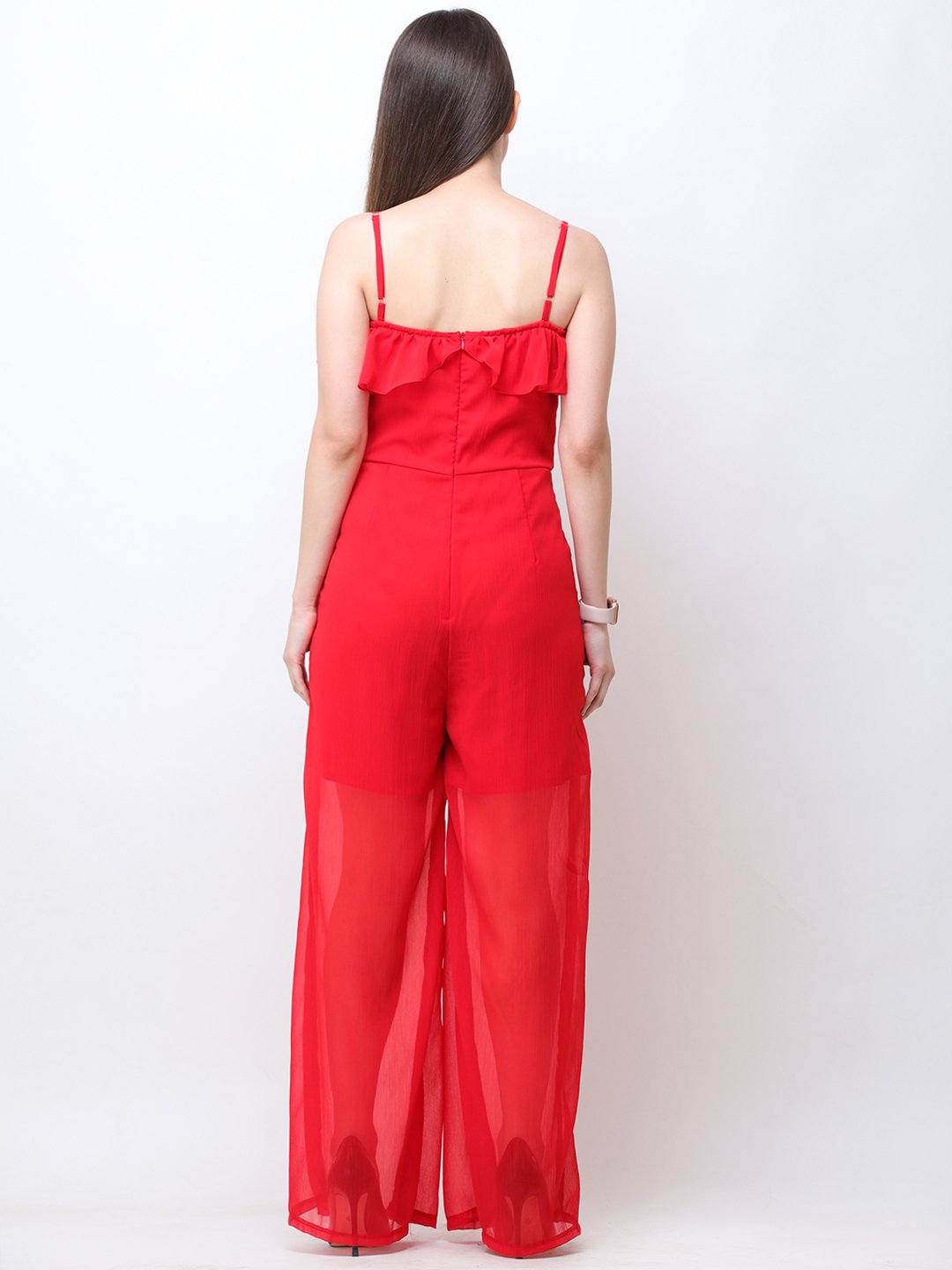 Red Solid Jumpsuit