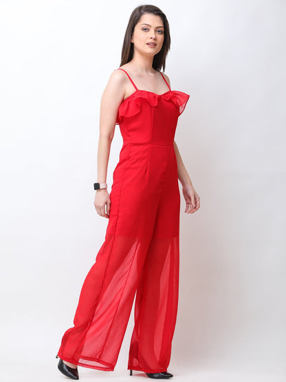 Red Solid Jumpsuit