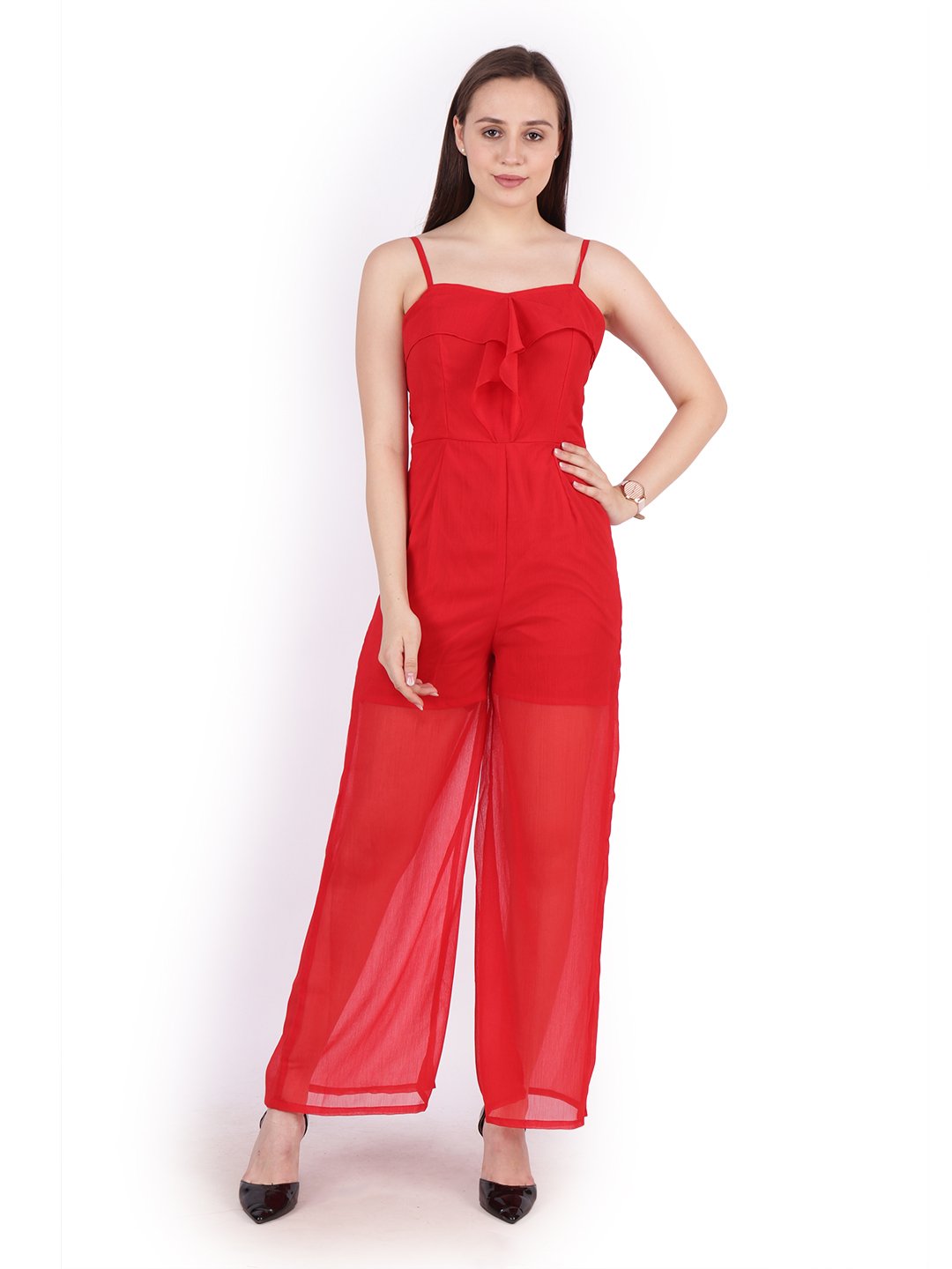 Red Solid Jumpsuit