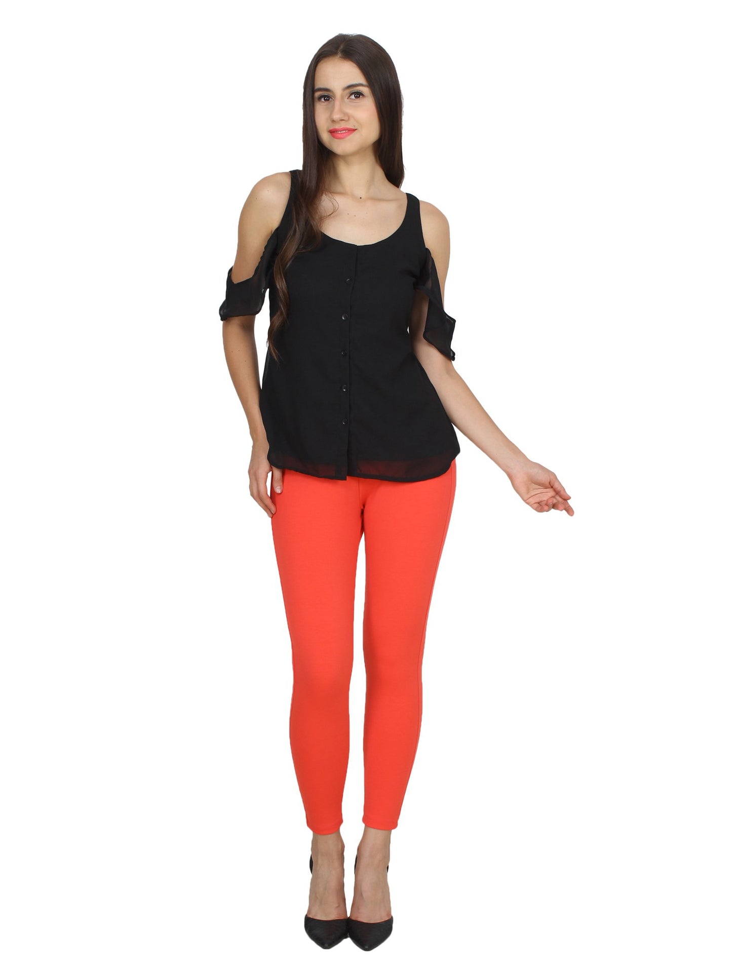 Orange Solid Jeggings