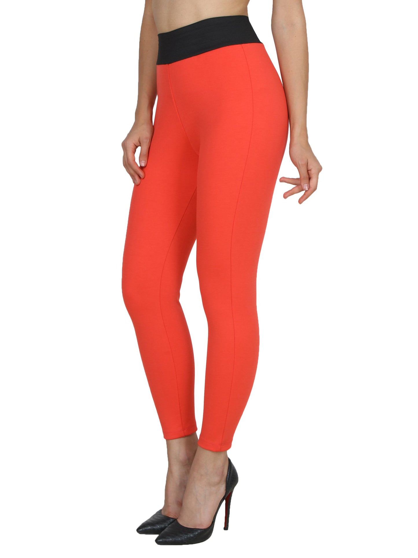 Orange Solid Jeggings