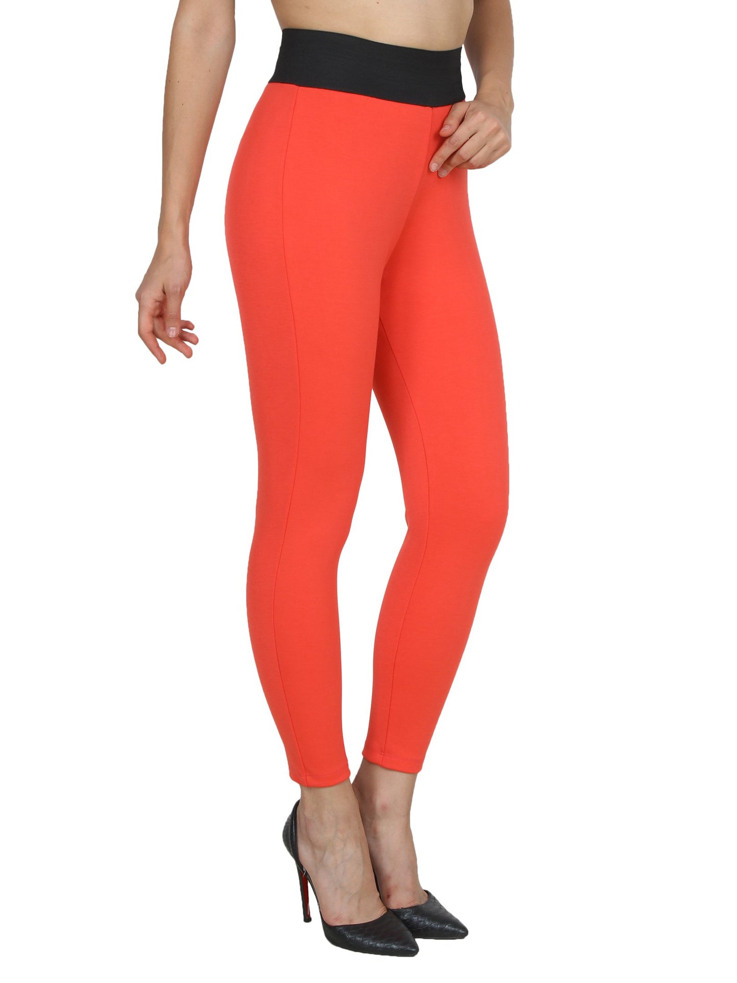 Orange Solid Jeggings