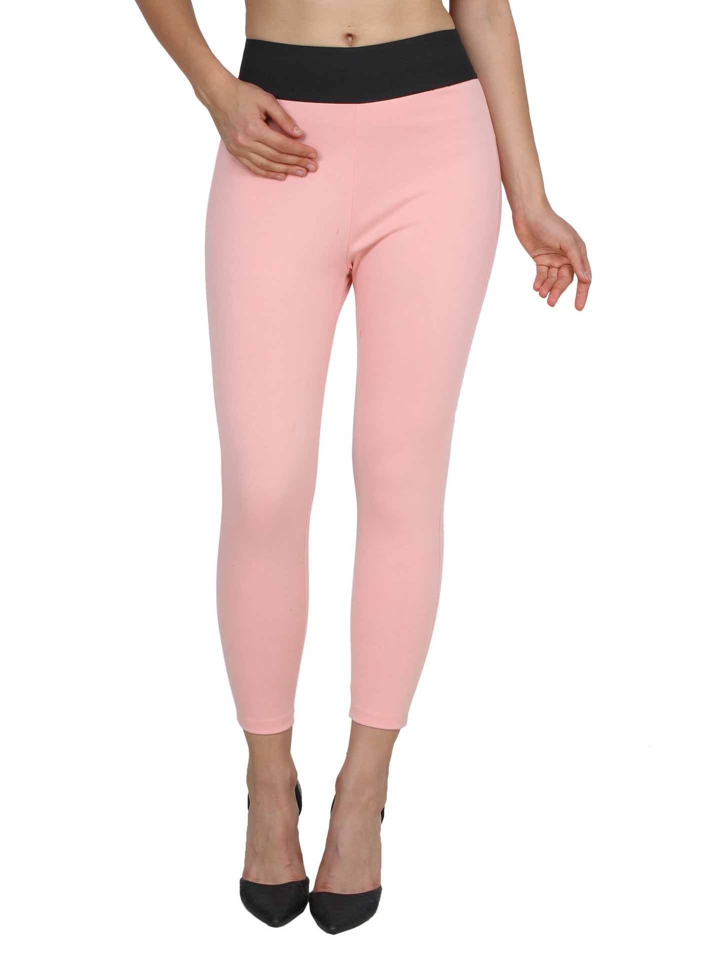 Pink Solid Jeggings