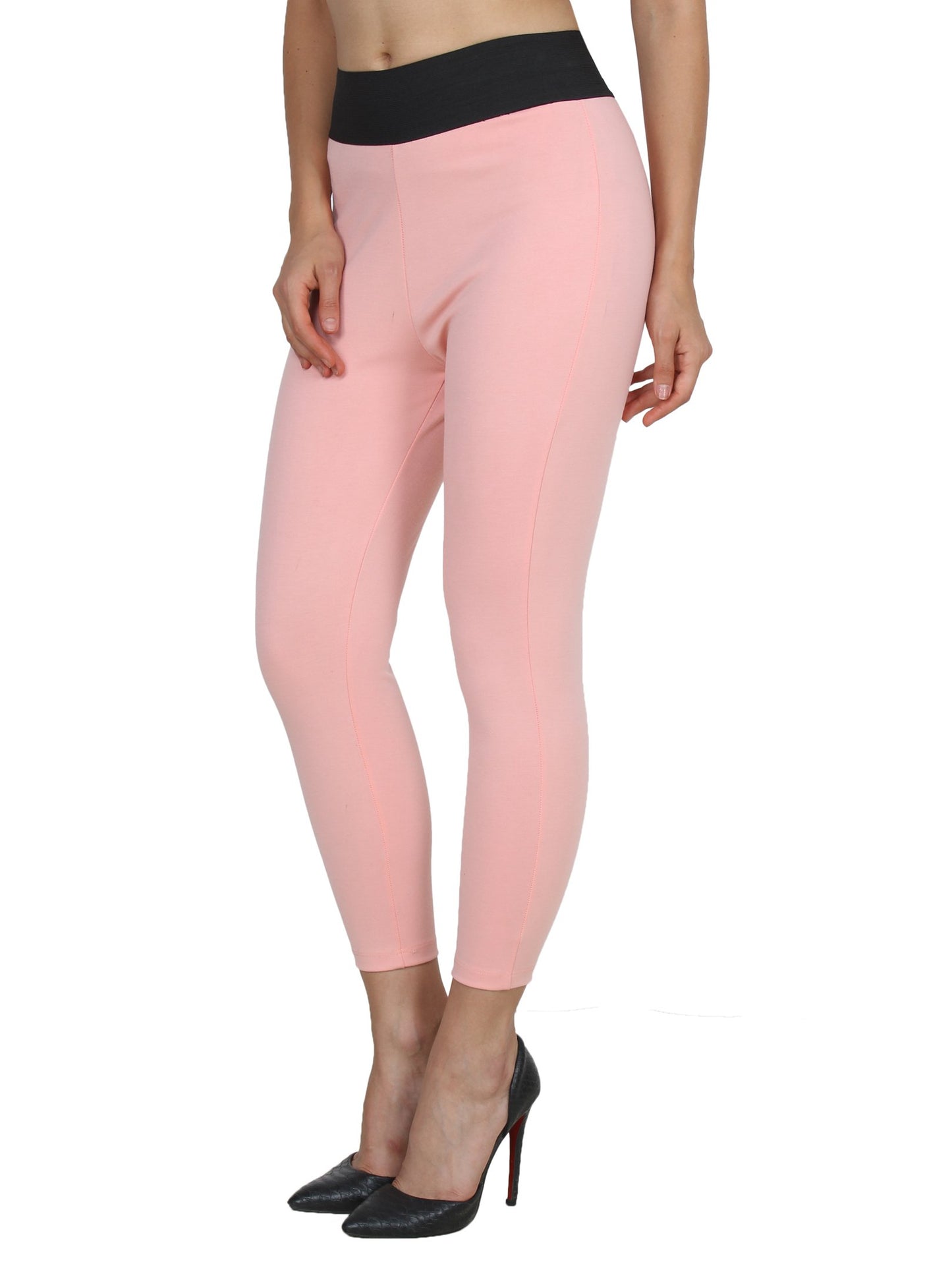 Pink Solid Jeggings