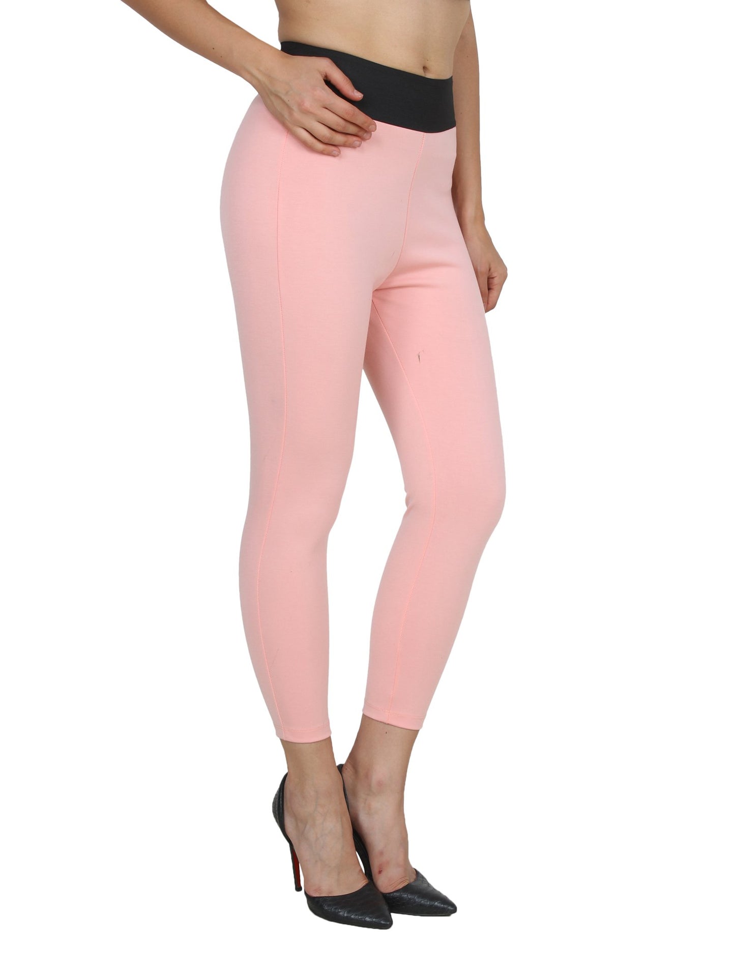 Pink Solid Jeggings