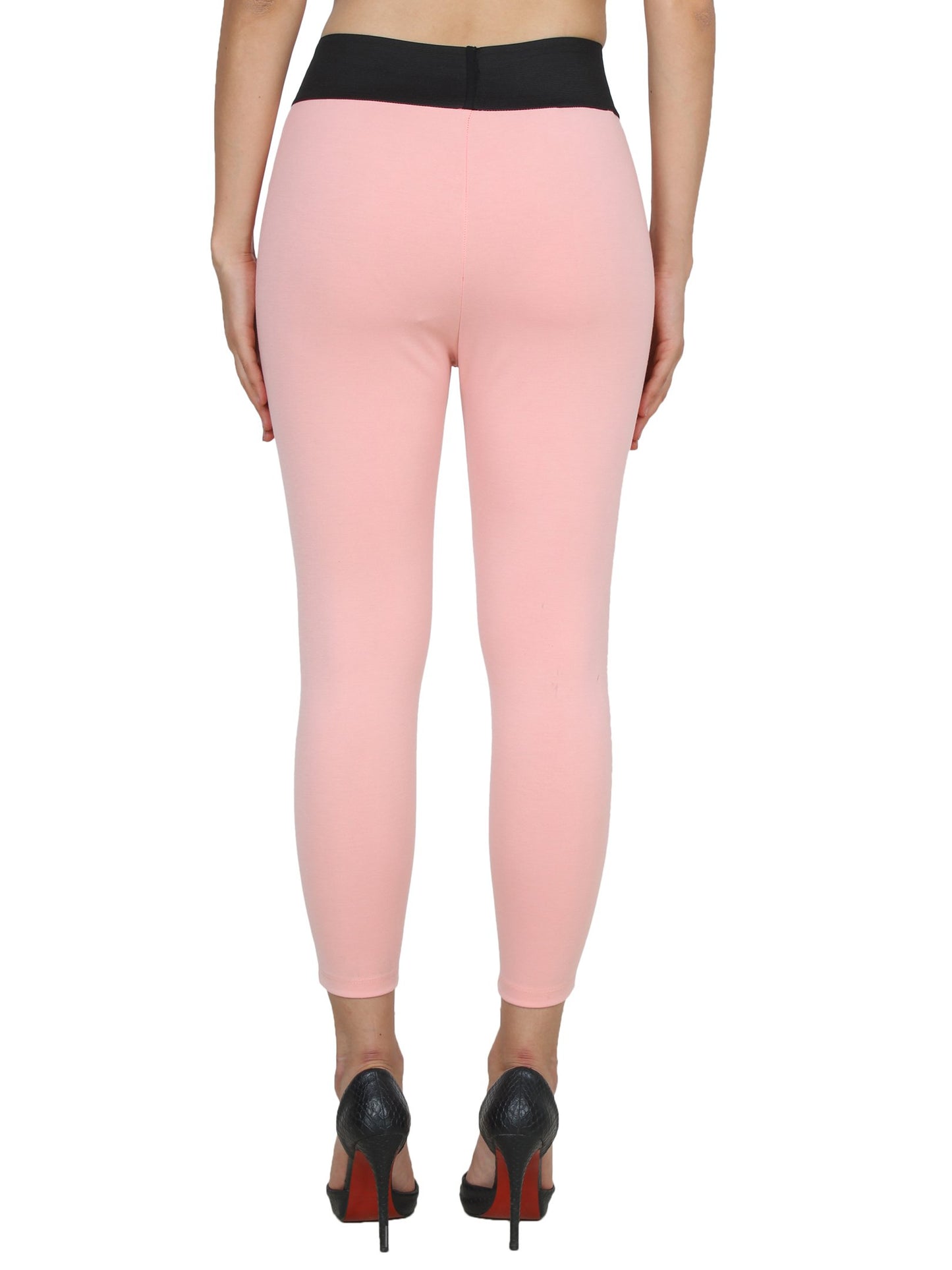 Pink Solid Jeggings