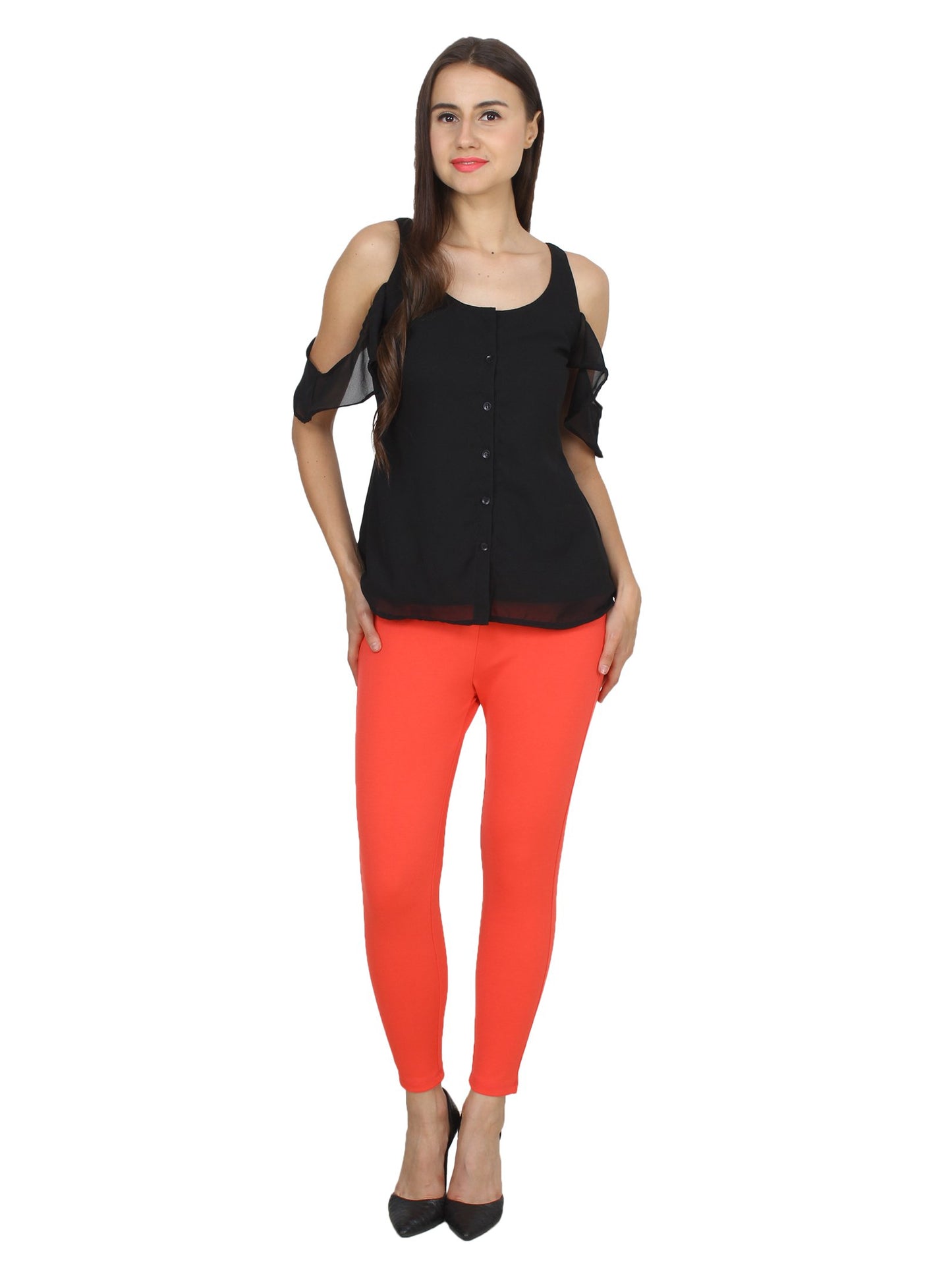 Orange Solid Jeggings