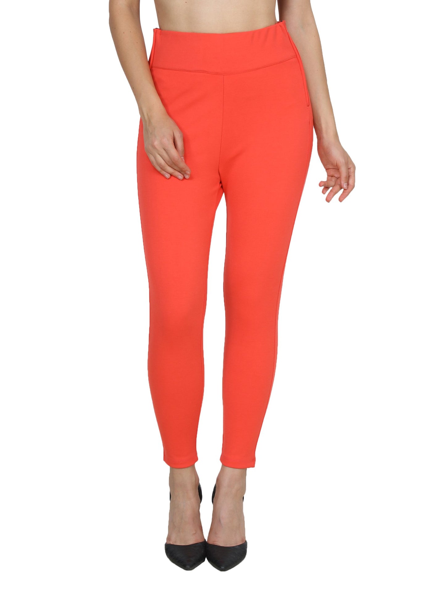 Orange Solid Jeggings