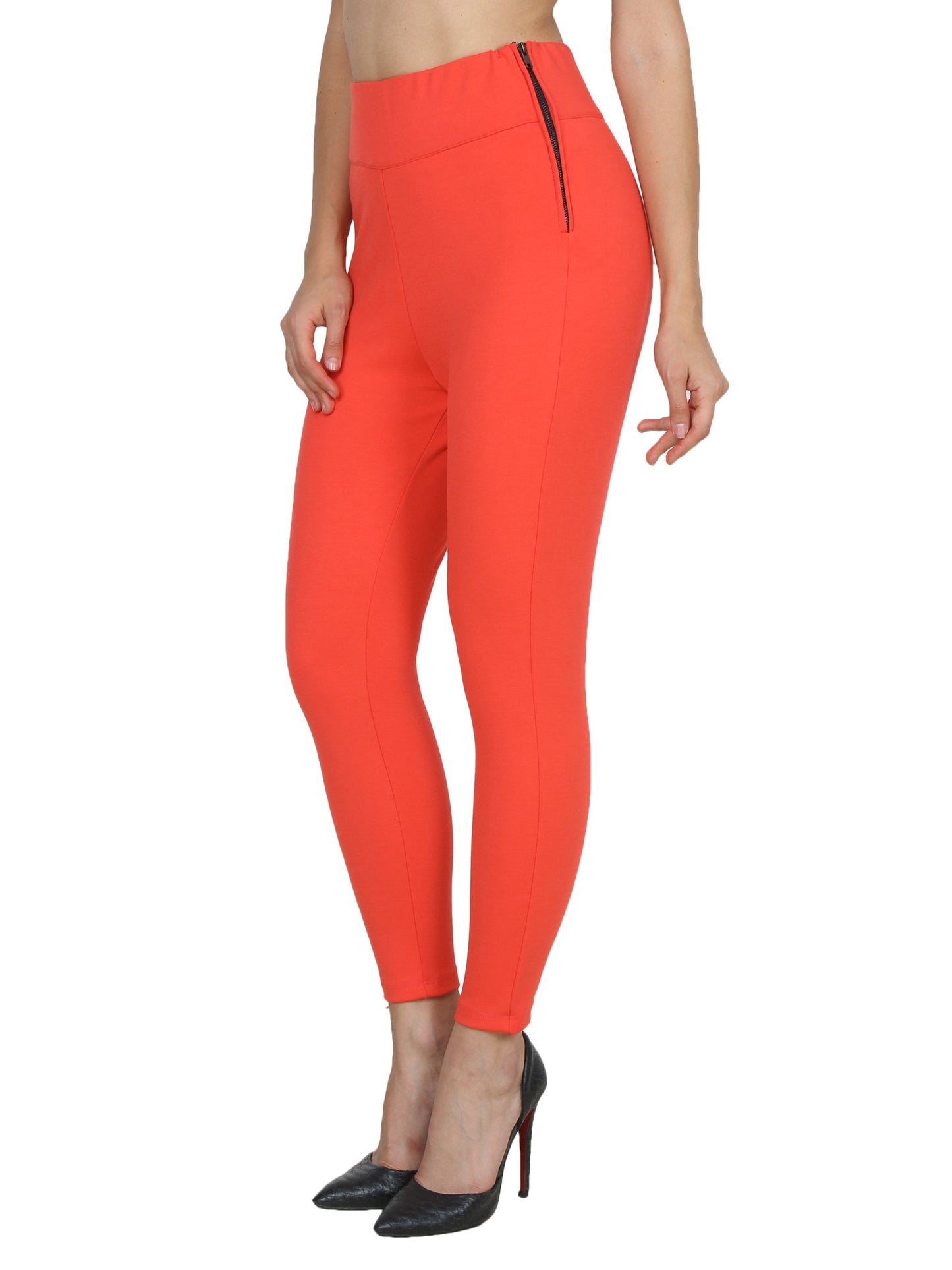 Orange Solid Jeggings