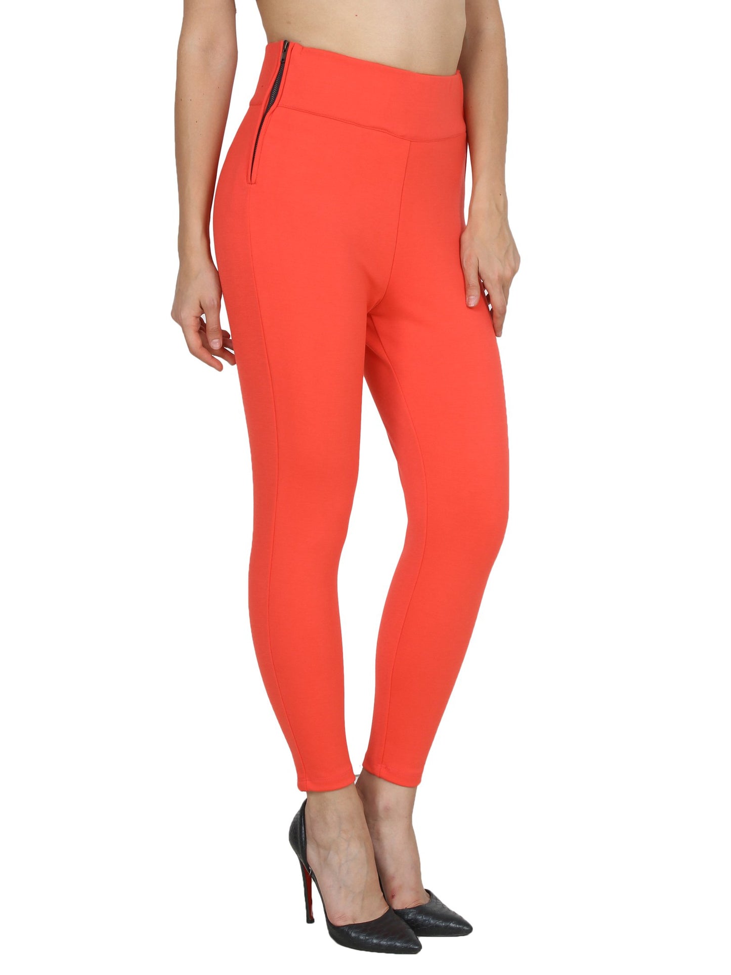 Orange Solid Jeggings