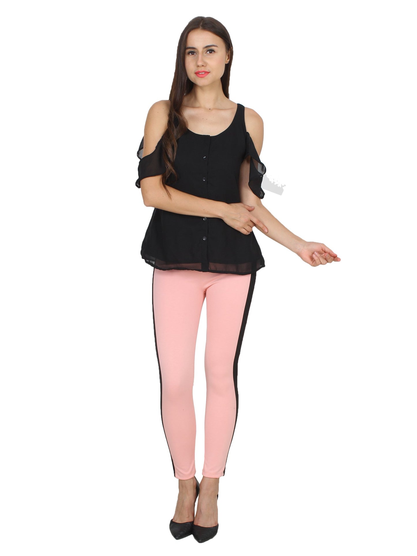 Pink Solid Jeggings