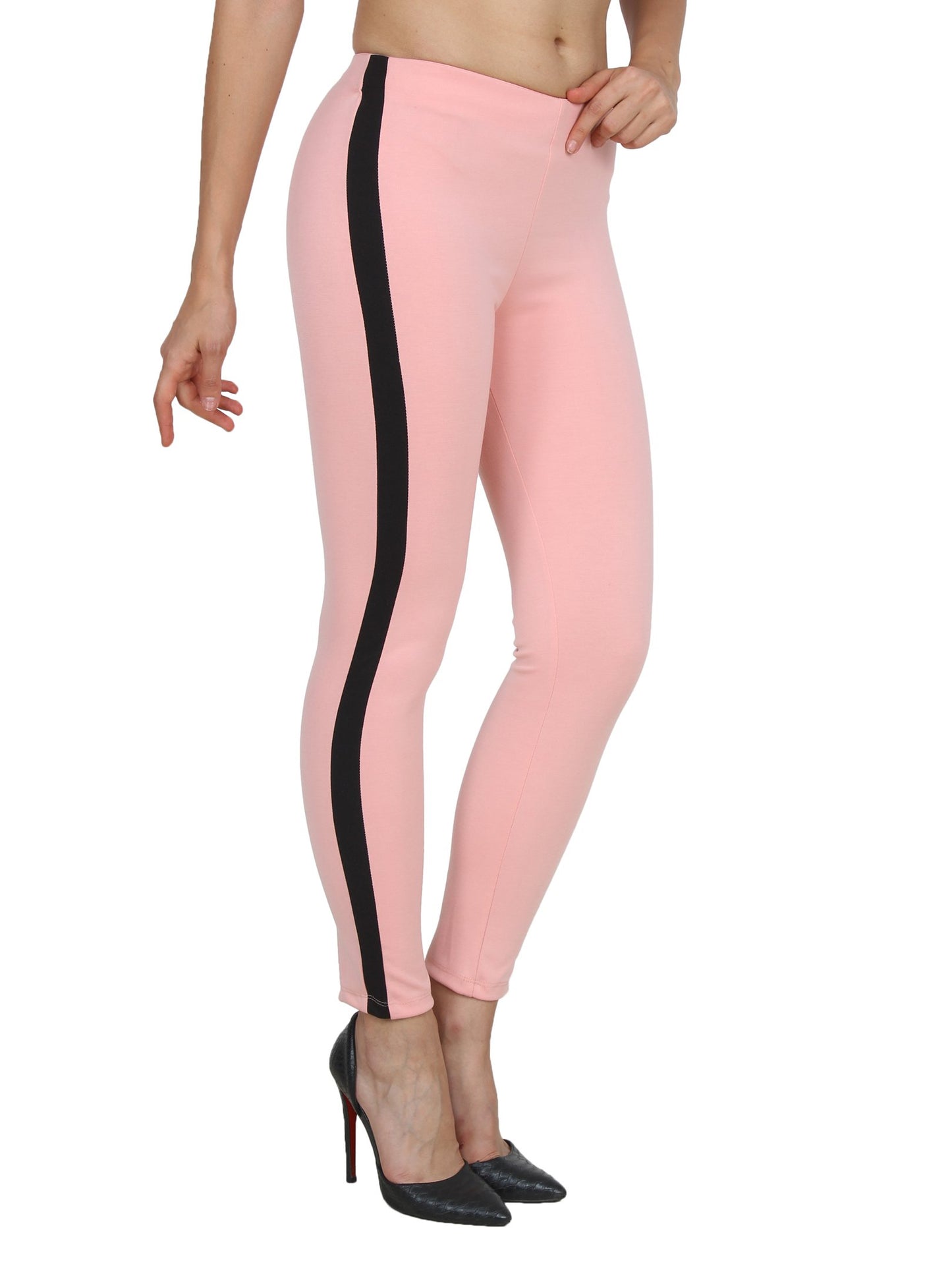 Pink Solid Jeggings