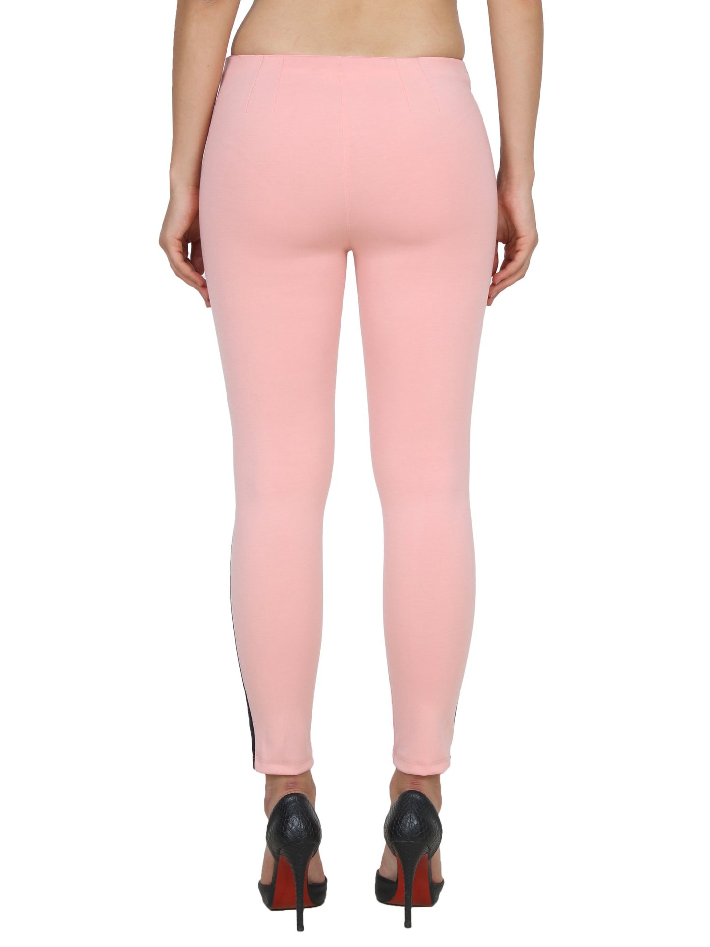 Pink Solid Jeggings