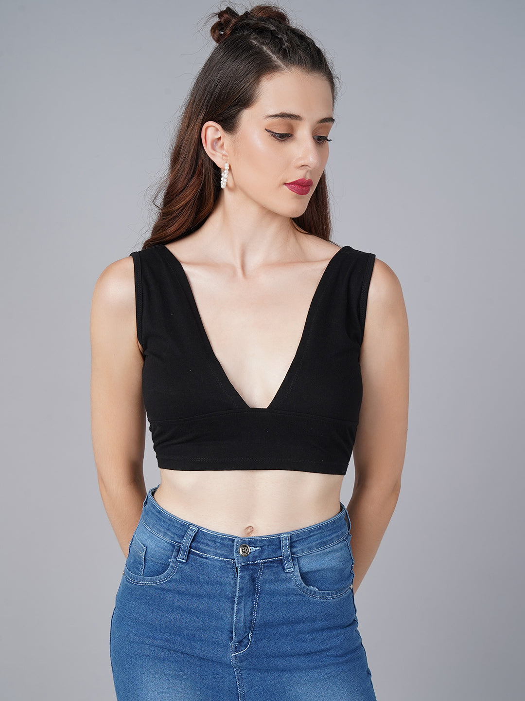 Deep Neck Black Top – Cation Clothing