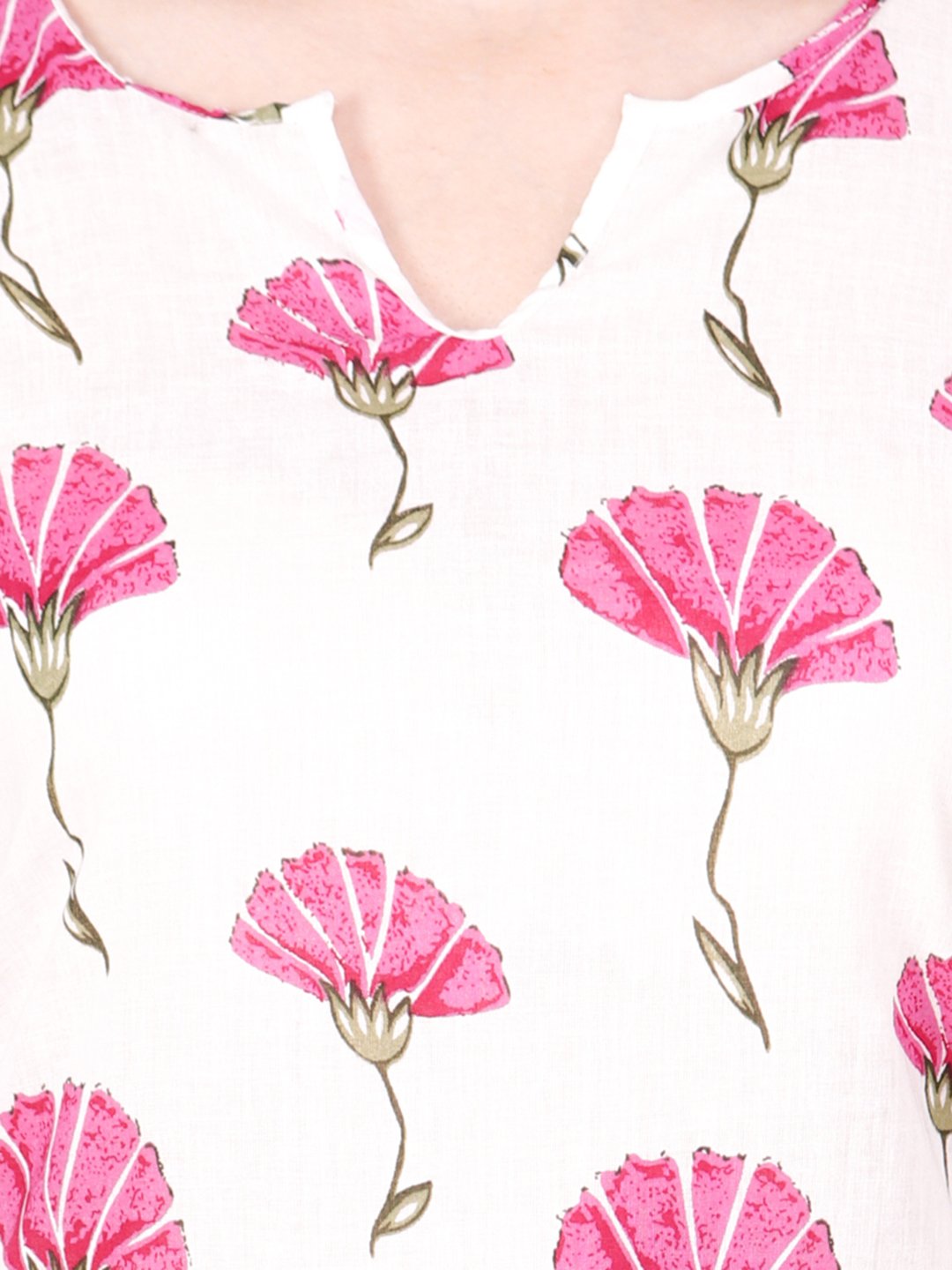 SCORPIUS WHITE PINK FLORAL KURTA