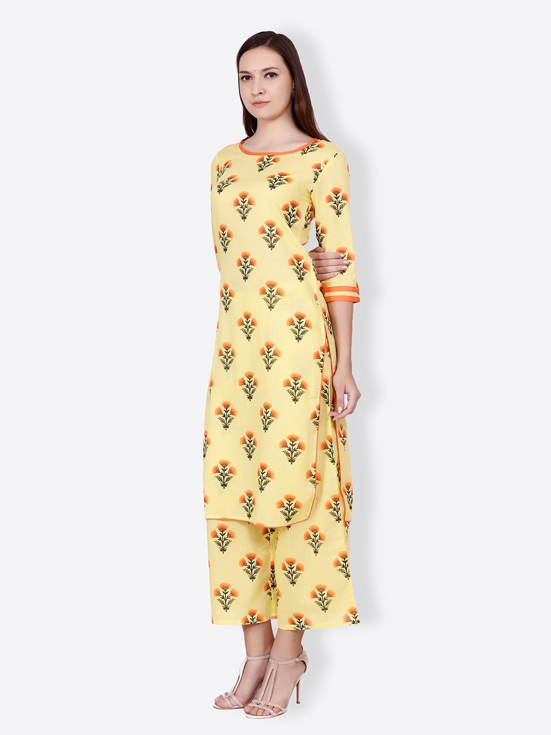 SCORPIUS YELLOW PRINTED KURTA