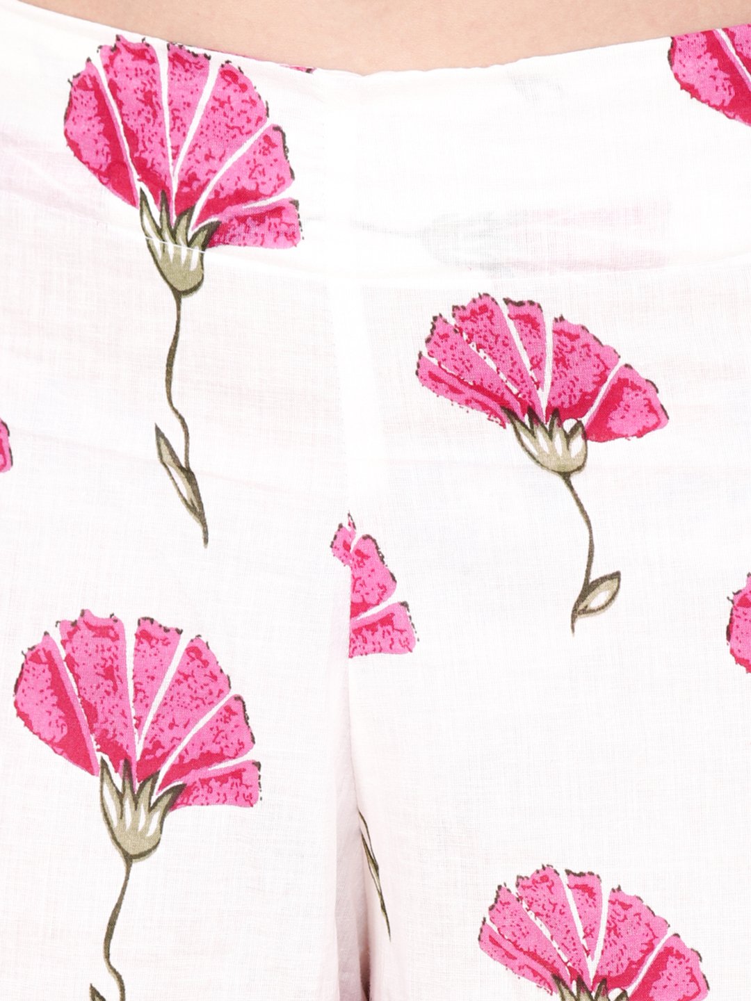 SCORPIUS WHITE PINK FLORAL KURTA SET